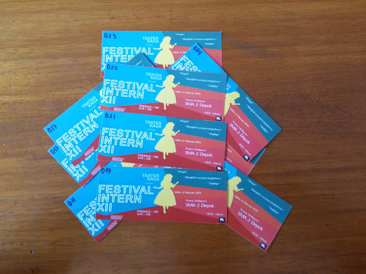 Hyyyyy fans <a href="/Teater_Kaca/">Teater Kaca</a> dateng dong ke SMA 2 Depok kita jual tiket lhooo.. Ayoo cepat hanya dari jam 11 - 4 sore.