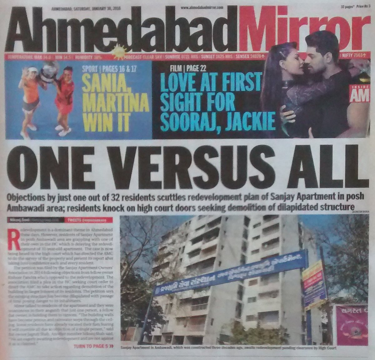 ahmedabadmirror's tweet photo. An #Amdavadi puts #redevelopmentplan of a housing society on hold #Gujarat @nikunjsoniNGS https://t.co/JDK11Qoi0f https://t.co/9mz18tvCWa