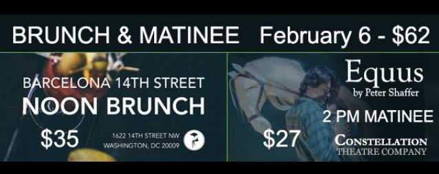 KRPRLLC's tweet photo. BRUNCH and a SHOW = $62 @CONSTELLATIONDC #CTCEquus &amp; @BarcelonaWineBa https://t.co/9sIugiXxQk https://t.co/kDHvUKPnC8