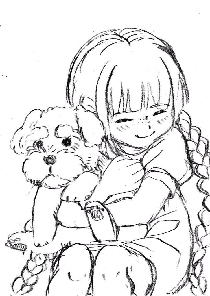 もじゃクッキー 三つ編み少女とシュナウザー犬 T Co M0sylibxgv Twitter