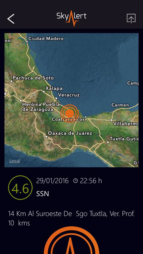 SkyAlertMx's tweet photo. SSN calcula el sismo del sur de Veracruz en 4.6. Percepción moderada en la zona del epicentro. https://t.co/gYlQB4ILZq