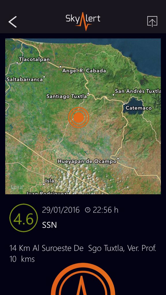SkyAlertMx's tweet photo. SSN calcula el sismo del sur de Veracruz en 4.6. Percepción moderada en la zona del epicentro. https://t.co/gYlQB4ILZq