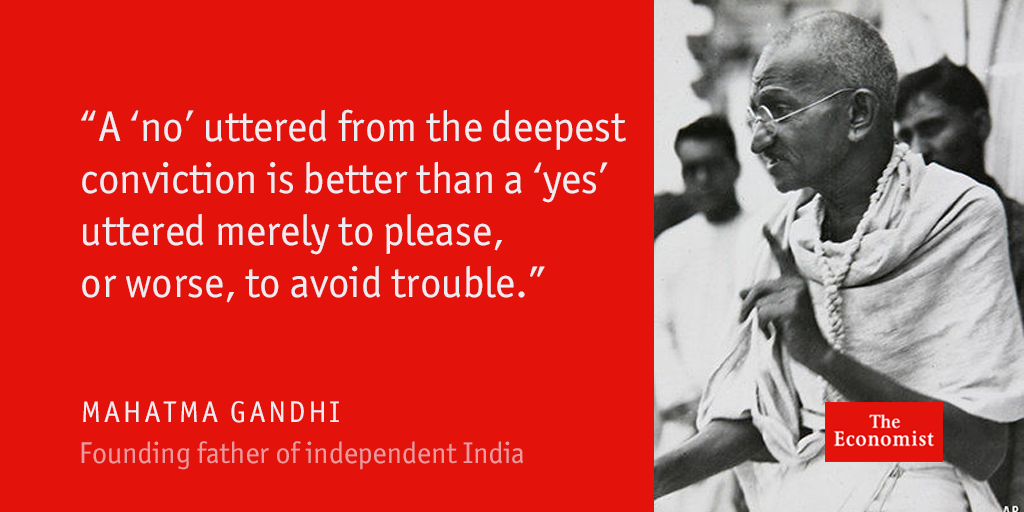 TheEconomist's tweet image. Mahatma Gandhi,​ one​ of the founding fathers of modern India, was assassinated #onthisday in 1948