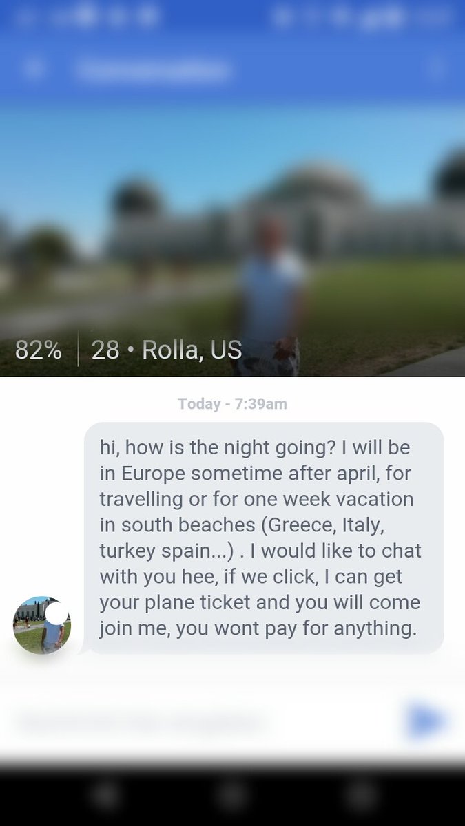 "I can get your plane ticket... You won't pay.."

😕

#onlinedating #okcupid #sugardaddy