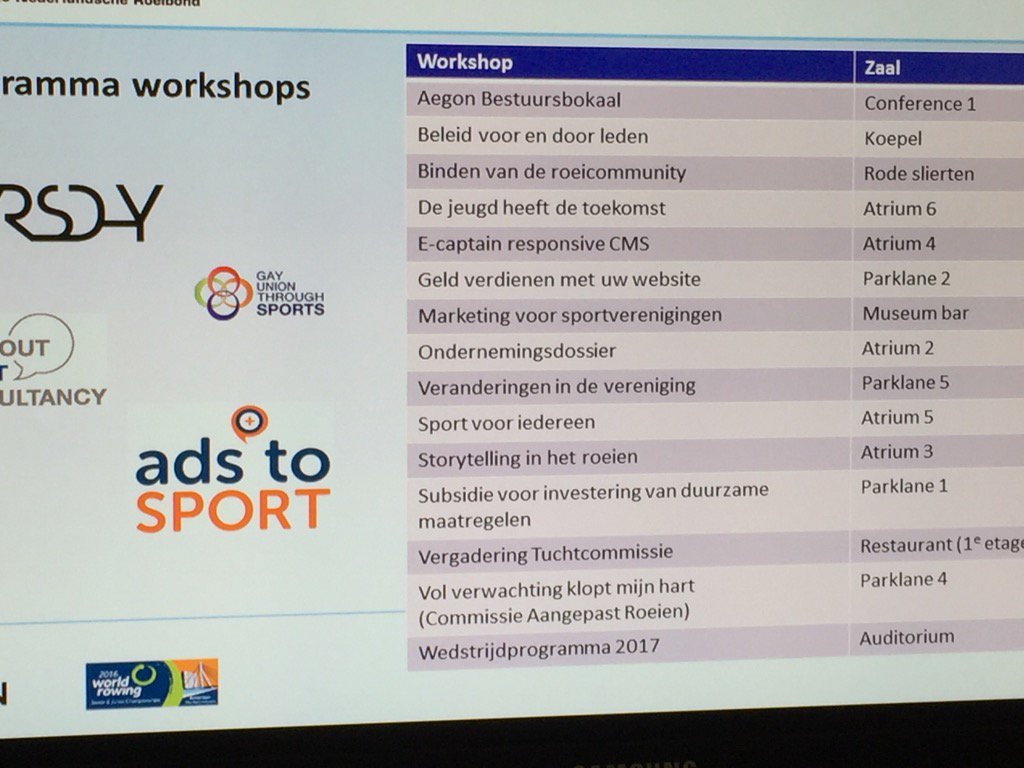 Om 15.00 uur een presentatie over de subsidieregeling voor #duurzame investeringen en de rol van SWS #roeicongres