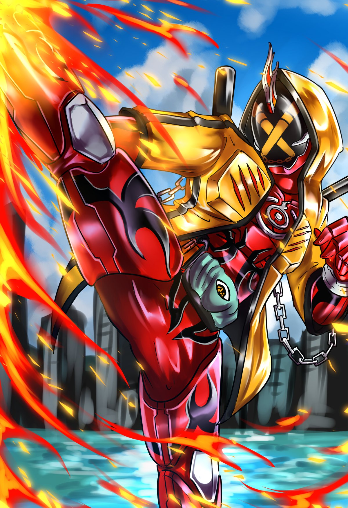 スガーる ガースー 開眼 ブルース リー 妄想ゴーストイラスト化今回はアクションスターのブルース リーです オメガドライブ時には燃え盛る龍を脚にまといライダーキック ライダー計画if 仮面ライダーゴースト T Co Flkdtaelot Twitter