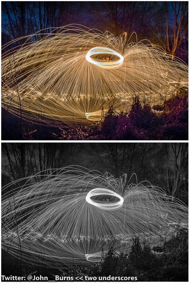 John__Burns's tweet image. Bit of spinning wire wool long exposure, anyone 😜So, colour or b/w? #WireWool #LongExposure #Newport