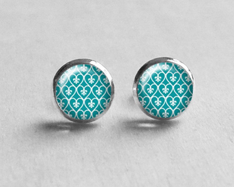 Turquoise Earrings, Dainty Earrings, Tiny Stud Earrings, Abstract Jewelr… etsy.com/listing/113203… #Etsy #TealJewelry