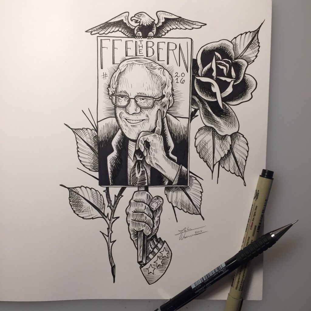 LukeWessman's tweet photo. Bernie has my support. America needs this man as president. #feelthebern #littlequickie #art #potus @SenSanders https://t.co/hIavNDaDox