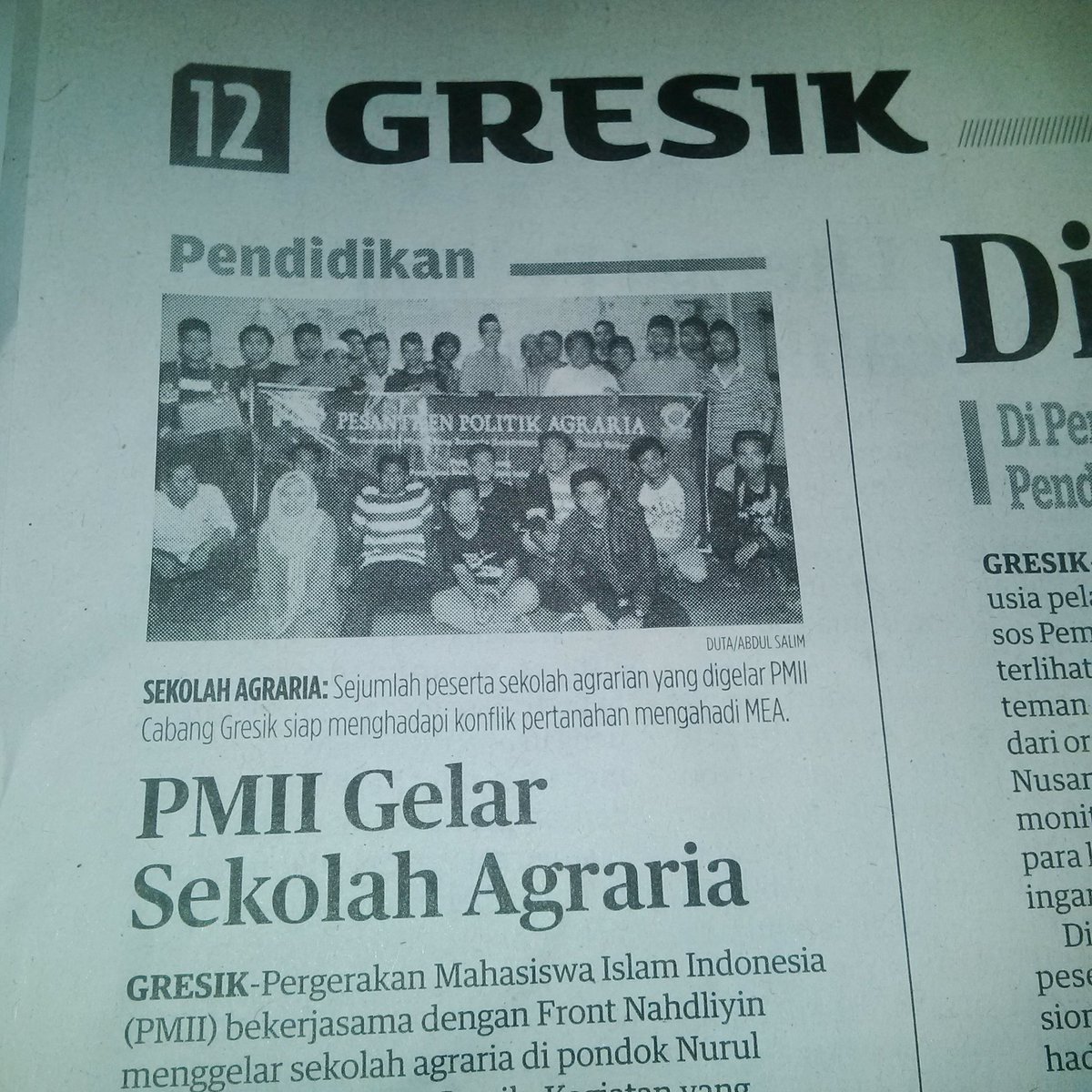 PMII_Gresik's tweet photo. Pesantren politik agraria. https://t.co/lXJNW5UZzK