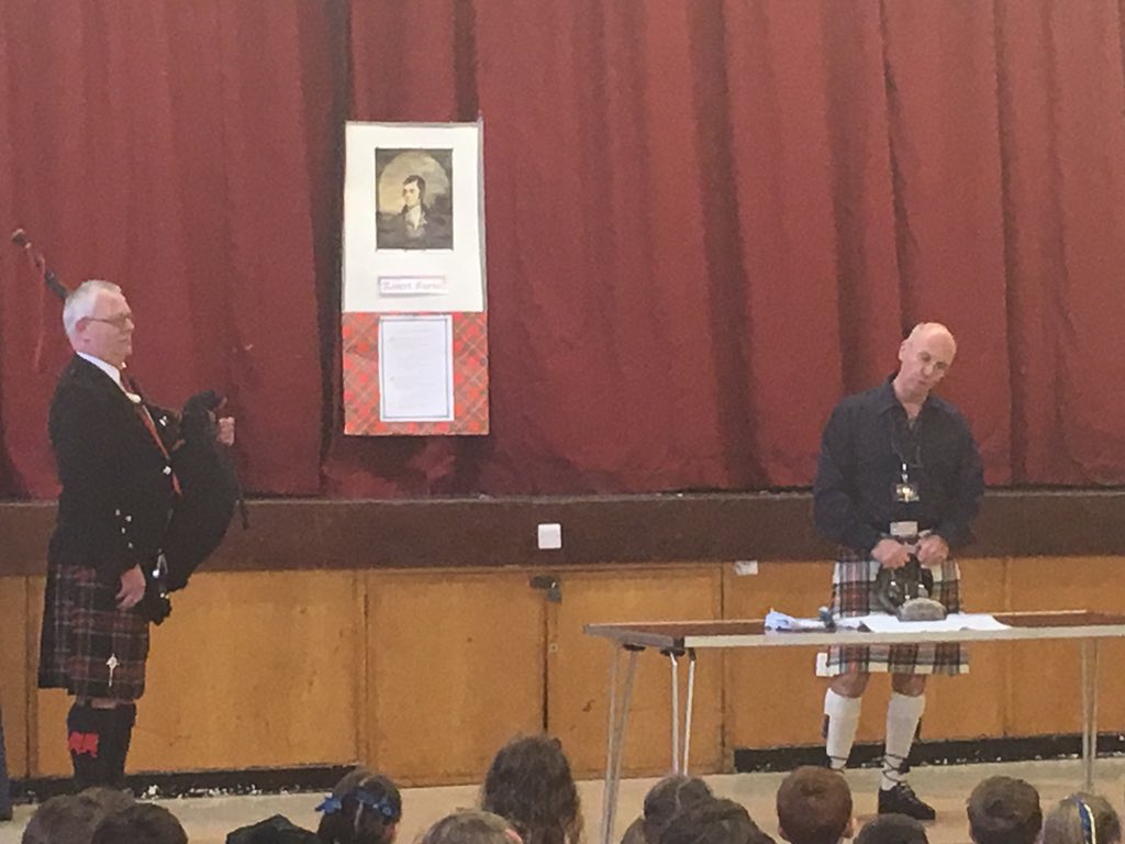 sandaig_ps's tweet photo. Learning the bag pipes and address to the haggis! Fantastic day https://t.co/mIFPdUdsR6