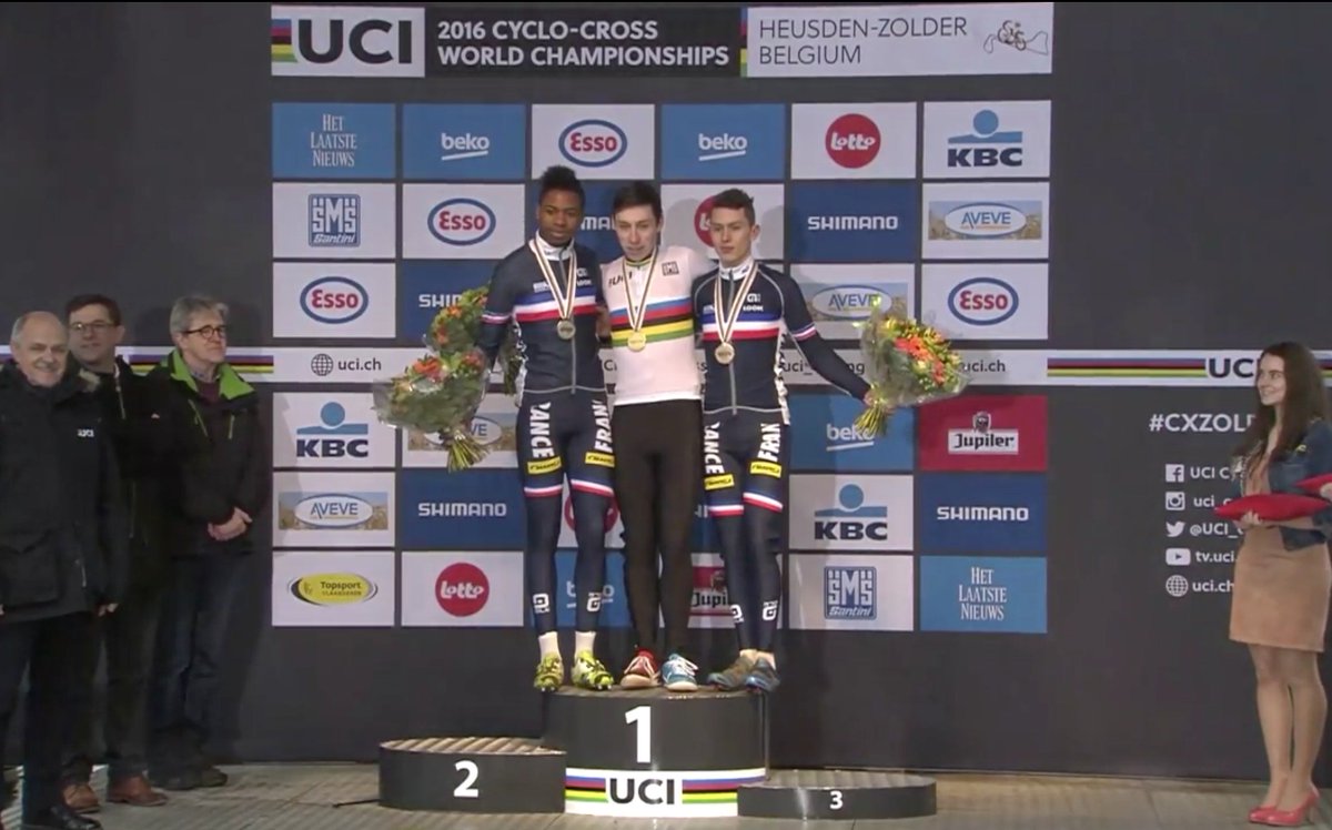 NWcycling's tweet photo. Time to celebrate Mickael Crispin’s silver medal in #CXZolder16 Junior race! #ExtremeTechMTBPlus #GreenPower https://t.co/RQvzHymp65