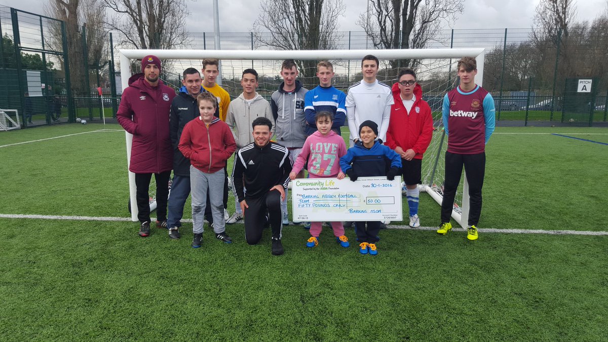 Barking abbey football team received a cheque for 50 pounds  from chosen by you  this will help towards equipment