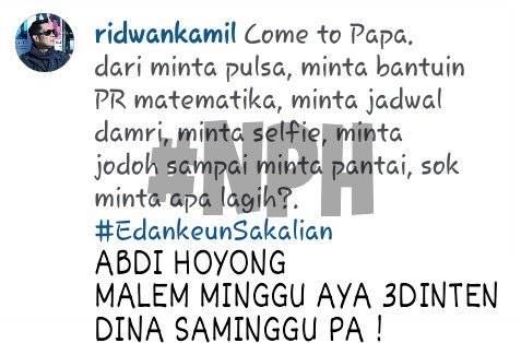 NupentingHepi's tweet photo. Tah pak @ridwankamil hyong kieu lah meh galauna rada lila :( #Nph https://t.co/p89AoGOXkB