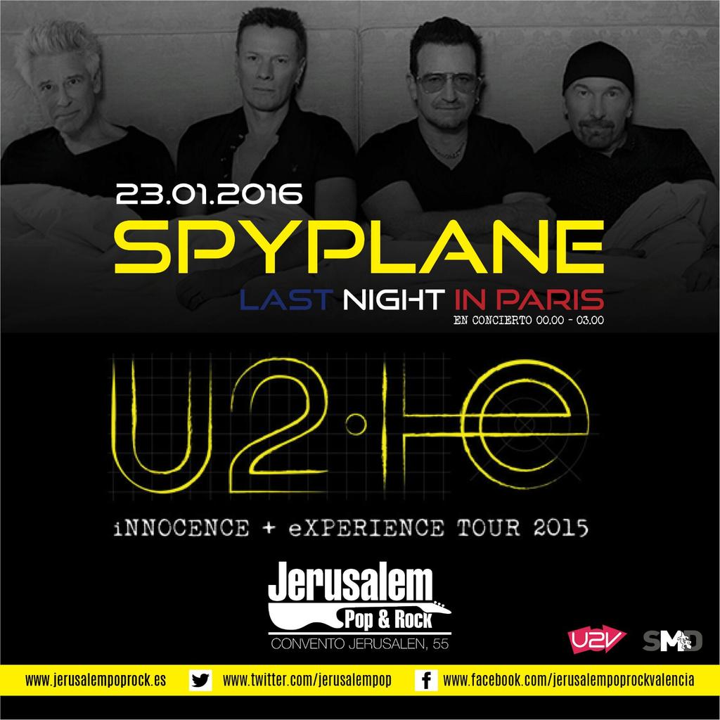 CarolMarkes83's tweet photo. Primer concierto del año @spyplaneu2 en @JerusalemPop @lastnightpartyparis. Info entradas ☎615972590 https://t.co/J2jNxh7xob