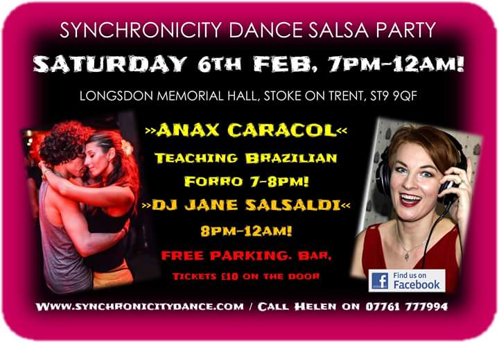 Check out our next Salsa night 6th Feb with guest teacher Anax teaching Forro and DJ Jane Salsaldi! #Salsa #Stoke