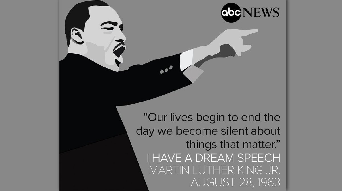 GMA's tweet photo. "Our lives begin to end the day we become silent about things that matter." -Dr. Martin Luther King Jr. #MLKDay2016 https://t.co/Q5eMKzvx1G