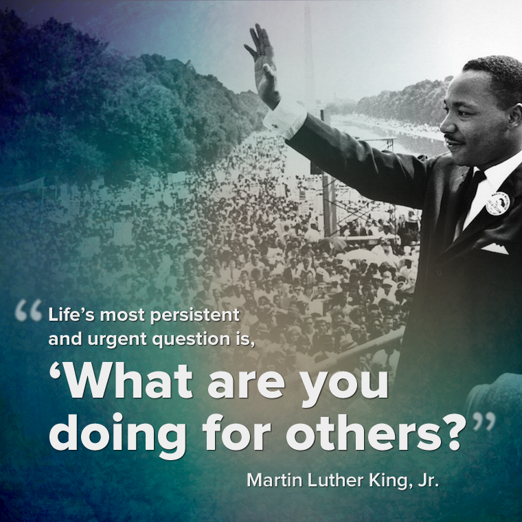 unfoundation's tweet photo. Dr. Martin Luther King devoted his life to the ideals of equality, justice, peace, and human rights. #MLKDay2016 https://t.co/9ZEO3iCngr
