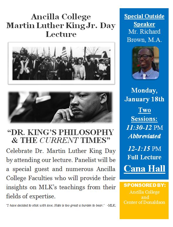 MUancilla's tweet image. Join is for a Dr. Martin Luther King Jr. lecture today! #mlk