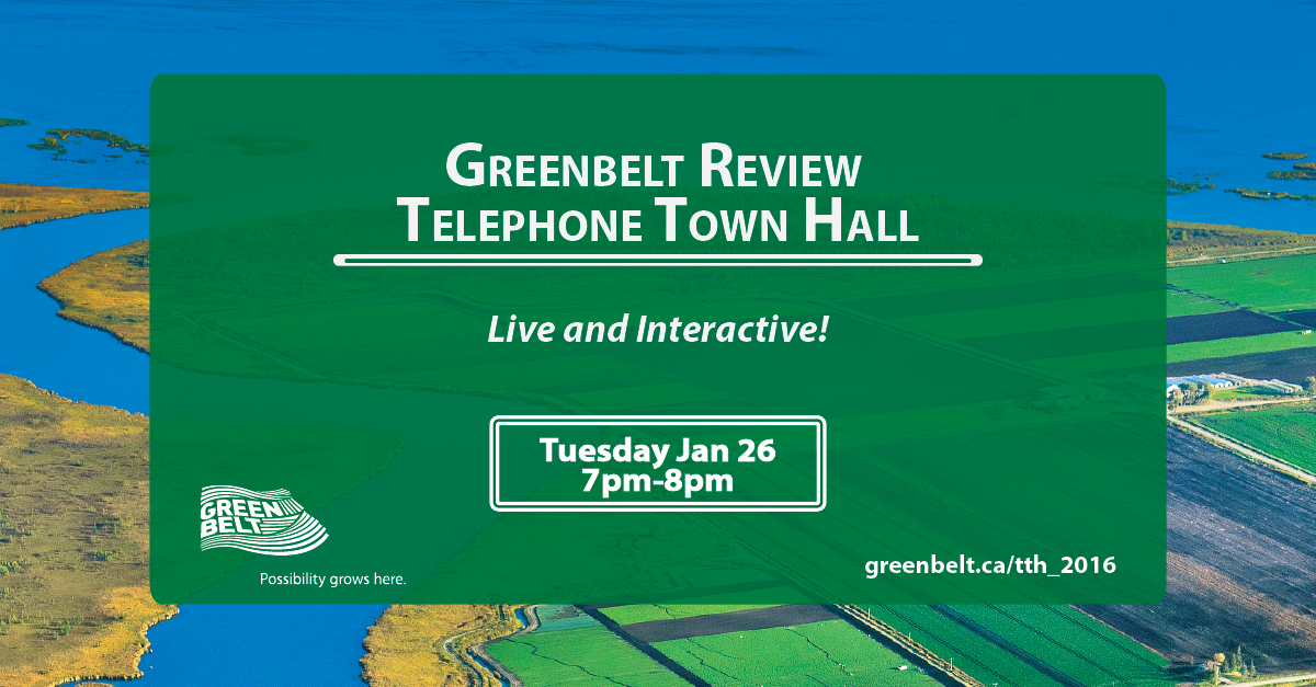 Joins us for an interactive Telephone Town Hall on the #LanduseON &amp; #ONGreenbelt Review | owl.li/XdQMD