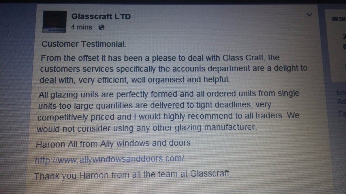 GlasscraftLtd's tweet photo. Thank you Haroon at Ally windows and doors https://t.co/GJTcPj2Pax