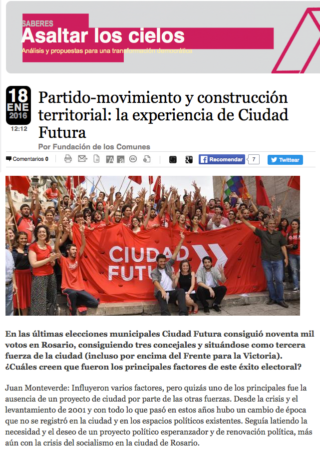 CiudadFuturaOK's tweet photo. Partido-movimiento y construcción territorial: la experiencia de #CiudadFutura: https://t.co/G6ZwyYbhBy https://t.co/hOiuDwznla