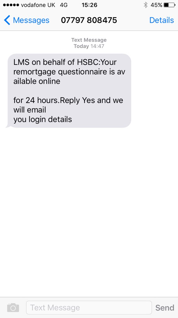 JJW_84's tweet photo. @HSBC_UK is this message actually from you or is it spam? Thanks. https://t.co/QJ72ZjRwu9