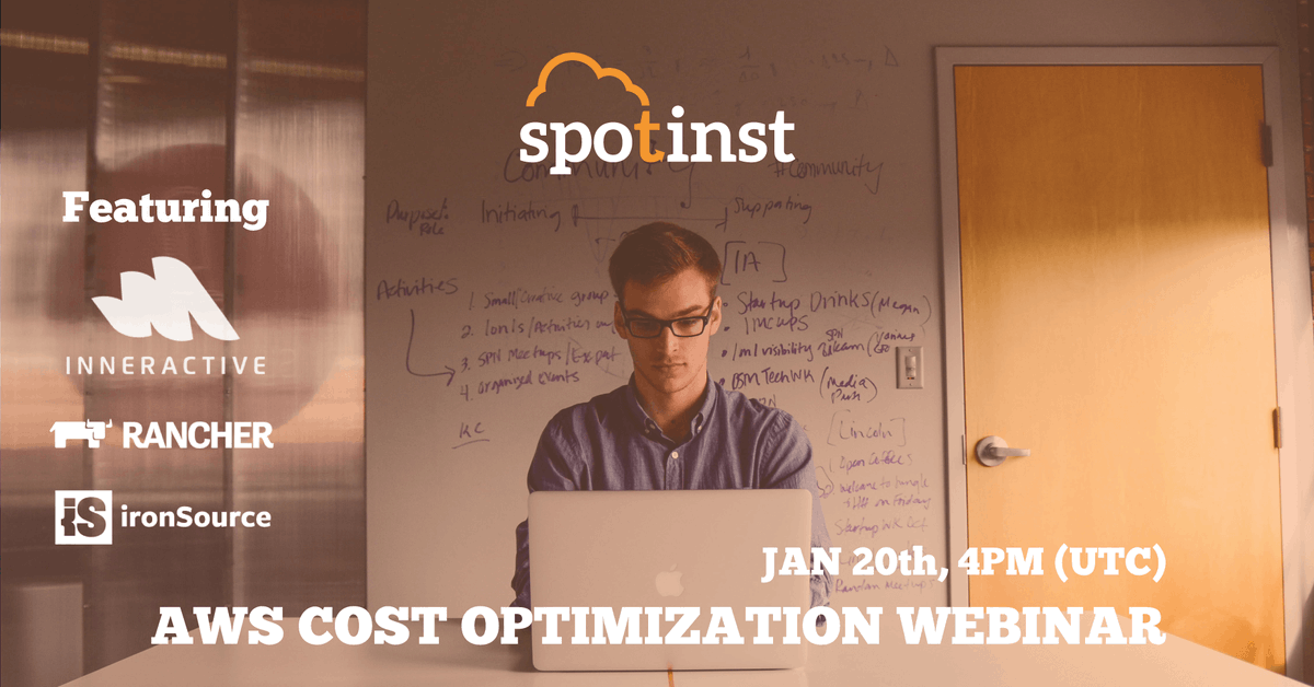 jeffbarr's tweet photo. Jan 20th - #AWS Cost Optimization Webinar from @spotinst - https://t.co/GXJp6aGPtB https://t.co/8pyRC0KZjU