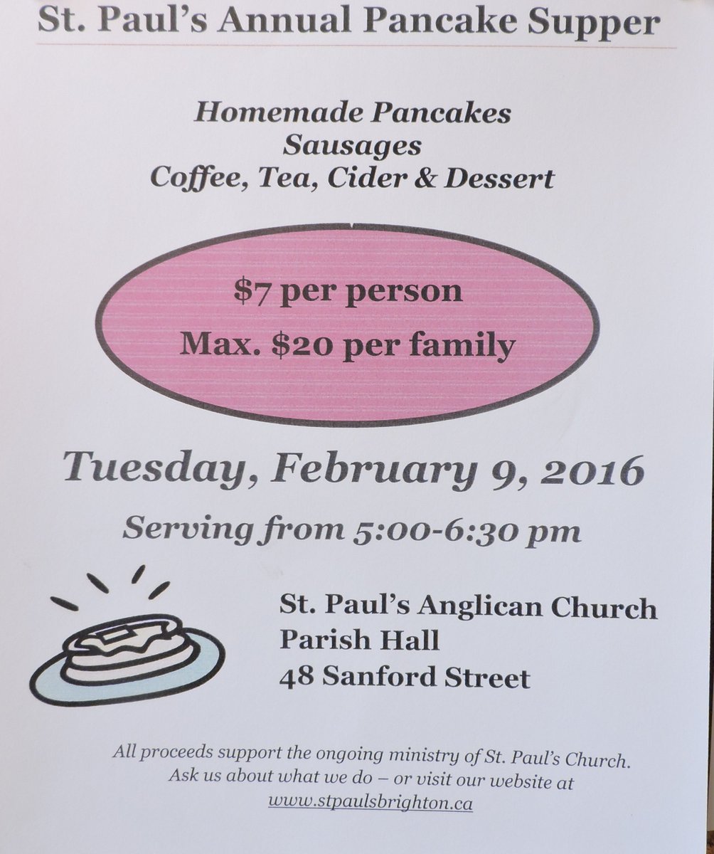 EventsBrighton's tweet photo. New Flyers for #Brighton #Ontario #pancakes #Valentine #wintersupper https://t.co/1pi1bxD1wN