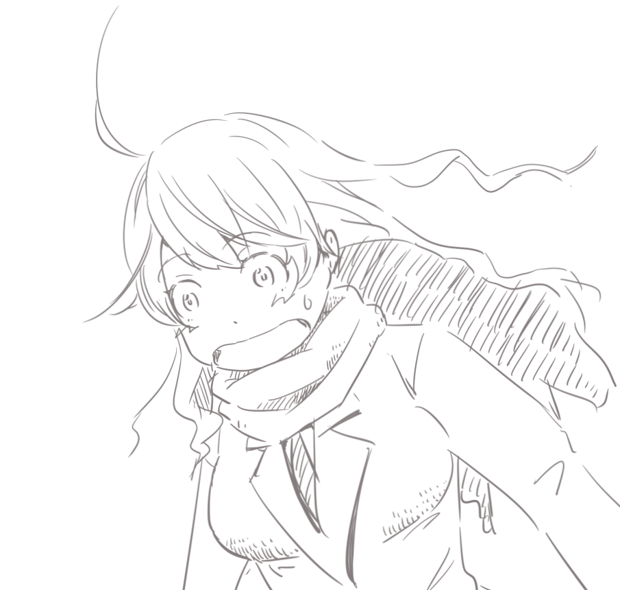 本当ただのラクガキ。雪で滑ったであろうこういう表情は好きだよ。 