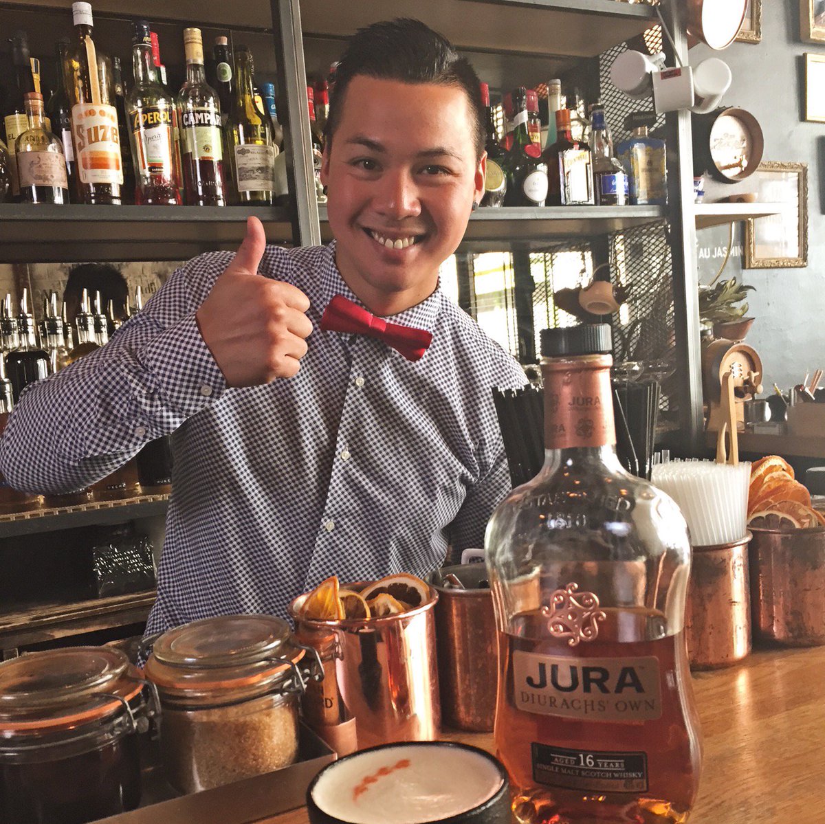 jurawhisky's tweet photo. We met @LeCalbar owner Christophe to chat about his favourite #whisky cocktails. Stay tuned to find out more. https://t.co/i7i2Krb9o9