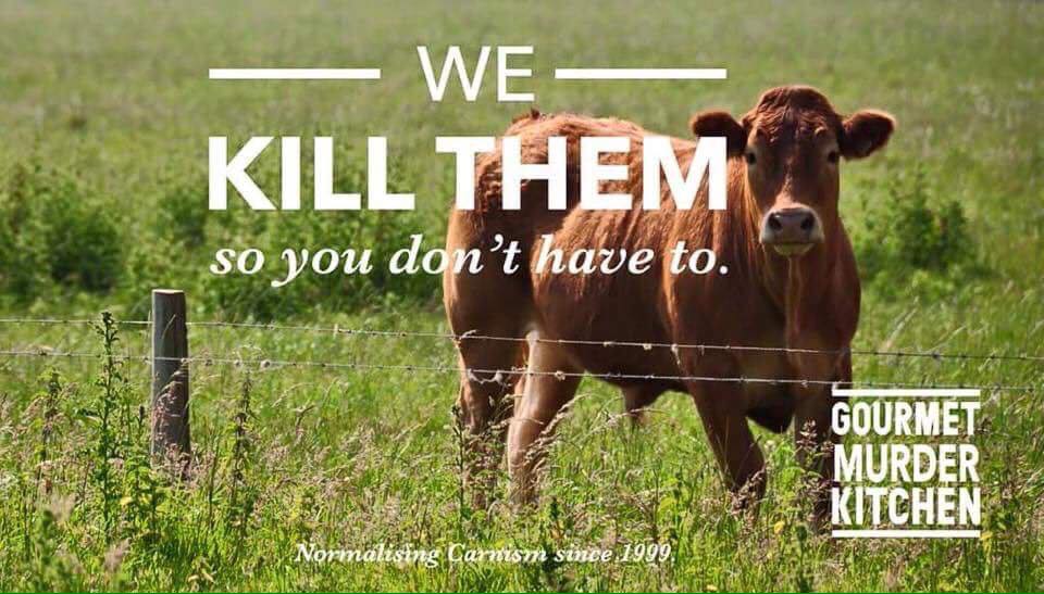 TheVeganSociety's tweet photo. #gourmetmurderkitchen withdraws offensive ad campaign after #vegan complaints: https://t.co/n60GhsQGU1 https://t.co/Kq9hATyEhZ
