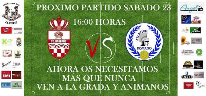 cdbarbano's tweet photo. @cdbarbano vs @AtleticoRomano . Sábado 23 a las 16:00. This is @futbolvegasbaja . https://t.co/3pdDBSx1iM
