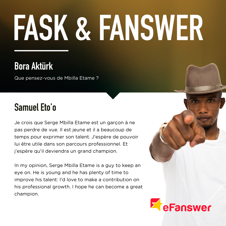eFanswer's tweet photo. #FASK & #FANSWER @setoo9 on #M'BillaEtame. Thanks Bora for your #Fask! #Antalyaspor #eFanswer https://t.co/tYfLcCKIAK