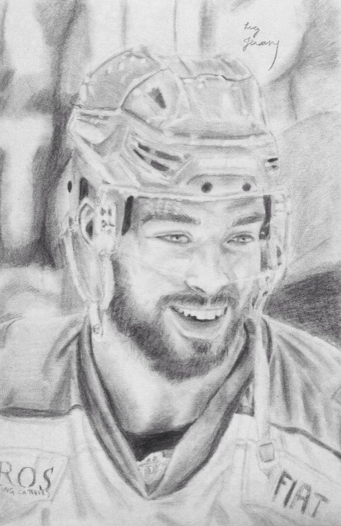 drawn_to_hockey's tweet photo. I drew another portrait over the weekend (mostly last night)! This one's of #JoshBatch @cardiffdevils @IceTimeTV https://t.co/4kqwzZ81dx