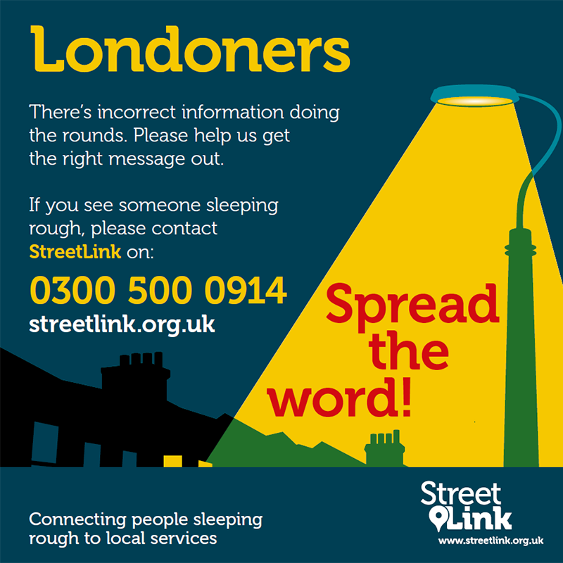 In case you see someone sleeping rough tonight, be sure to have a note of the correct number - 0300 500 0914