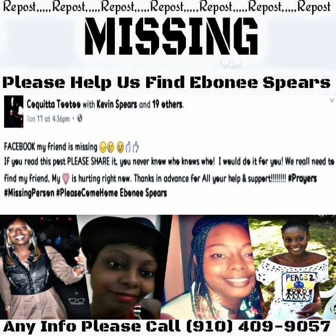 @Jammin999  #Repost #EboneeSpears #910 #PortCity #MissingPerson #HelpUsFind