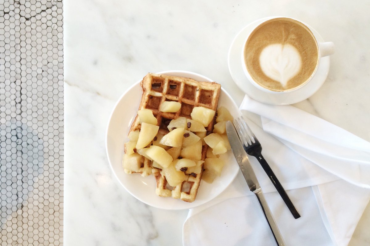 bluebottleroast's tweet photo. May your Monday be as warm and golden as our liege waffle with apple compote. https://t.co/Zm225DeQMK