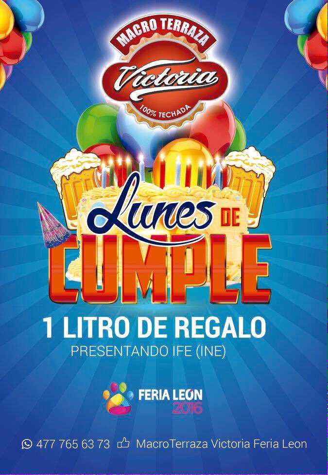 MacroTerraza's tweet photo. ¡Si cumples años en Enero, TE REGALAMOS 1 lt de Cerveza!
Presentando tu IFE 
Macro Terraza Victoria tu mejor opción! https://t.co/0fvuyBpwJZ