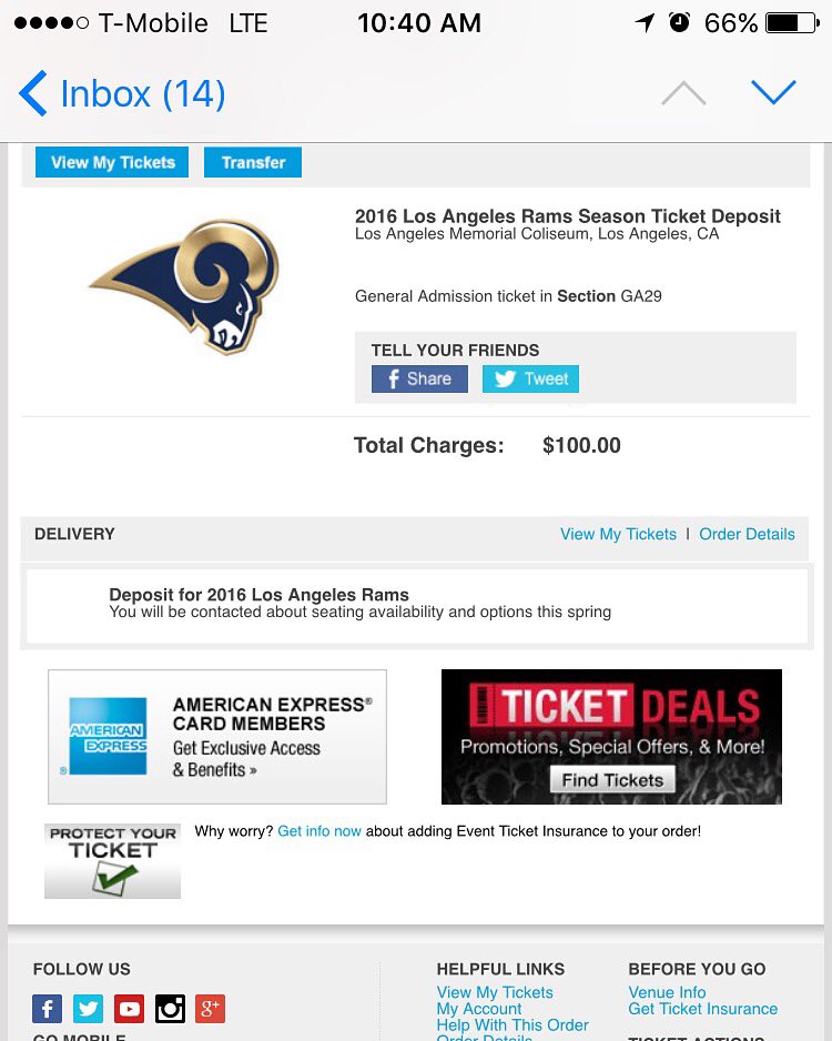 Los Angeles Rams on X: 'Thank you for your patience! @Ticketmaster is  getting a very high volume of requests. See you soon!   / X