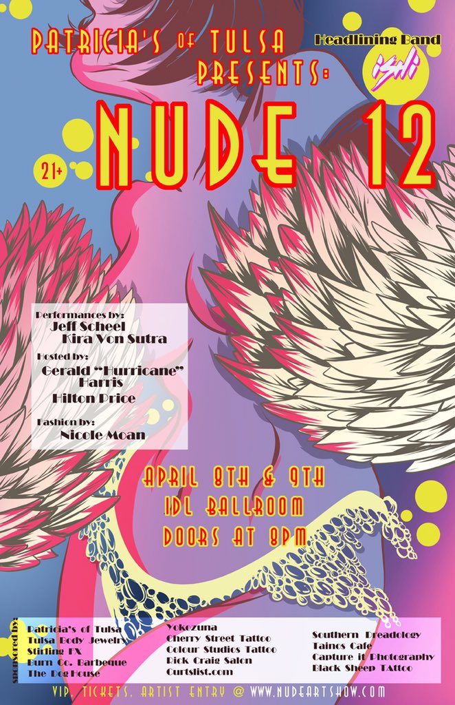 NudeArtShow's tweet photo. Here's the official Nude:12 poster featuring our headlining band "ishi". https://t.co/OjeubcWAYf