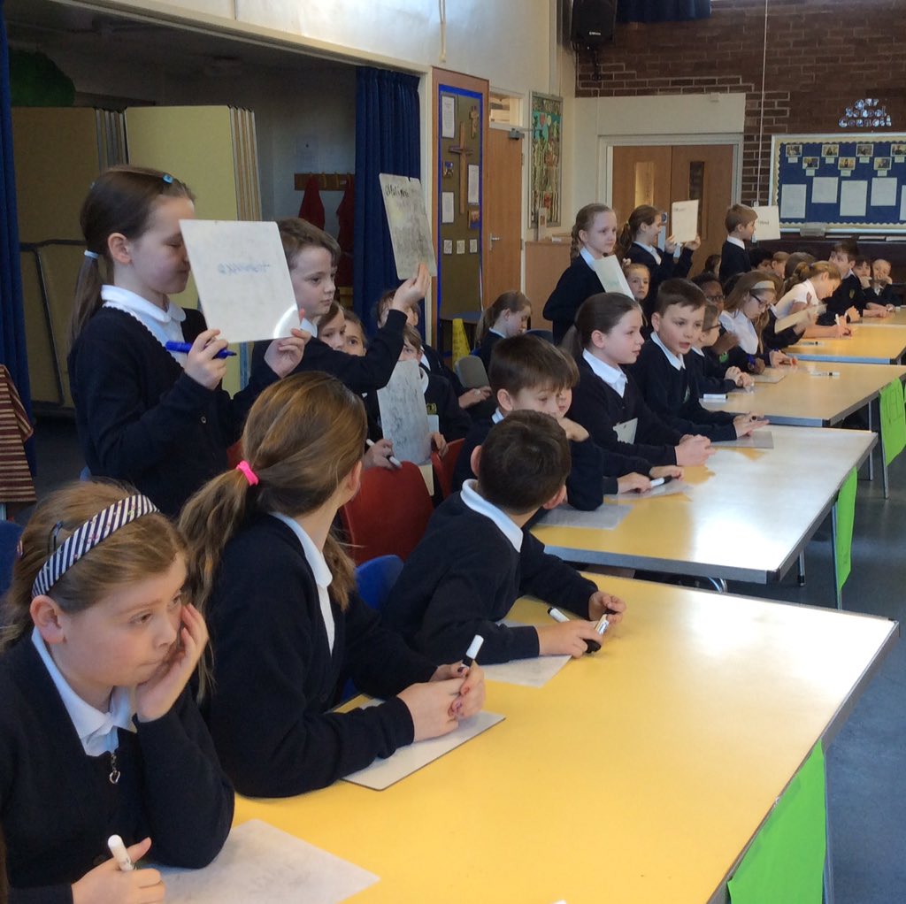 Year6StMichaels's tweet photo. Starting our KS2 spelling quiz. Vowels Team were victorious. Spellings included: rhythm, although, conscience https://t.co/7owTkY2IOY