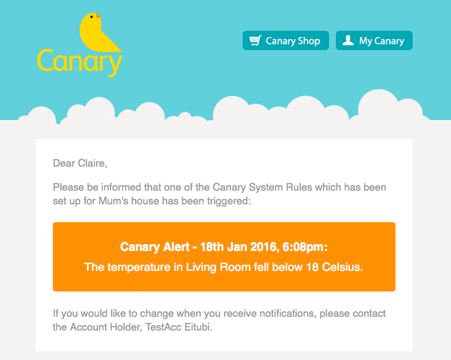 canary_care's tweet image. Don't guess if your parent's home is warm enough. Canary will let you know by text or email #Helpfultech #beinformed