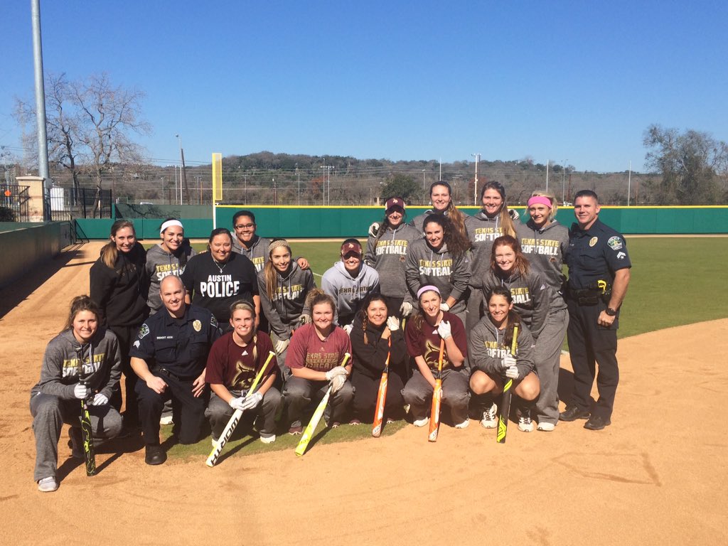 TXStateSoftball's tweet photo. Thank you APD Officers Perez, Benoit & Martinka for visiting & speaking with us today!! #APD #safety #txstsb https://t.co/6ANgOD7ovl