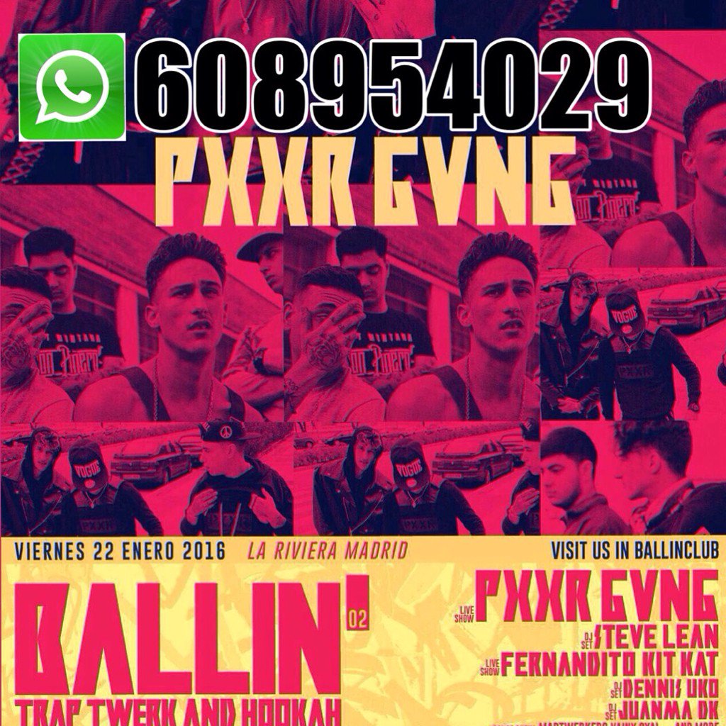 Maria__Fest's tweet image. PXXR GVNG este VIERNES en BALLIN (La Riviera - Madrid)

🔹Pases GRATIS
🔹Descuentos
🔹Botellas🍸🔝
🔹Shishas💨

📲608954029