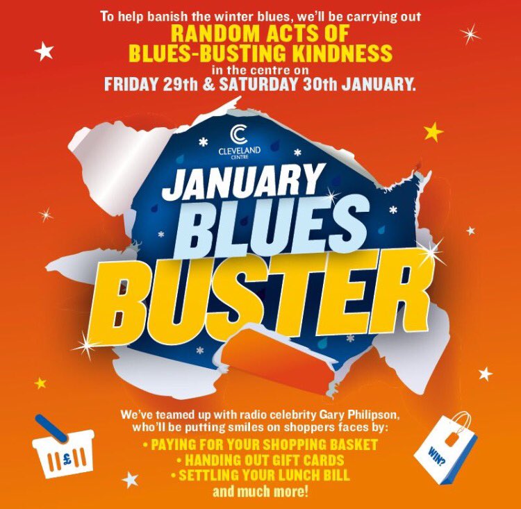 RT for chance to win £30 voucher

January Blues Buster 
Random Acts of #Kindness 
Jan 29-30
@lovembro <a href="/BoroGoodNews/">Boro Good News</a>
