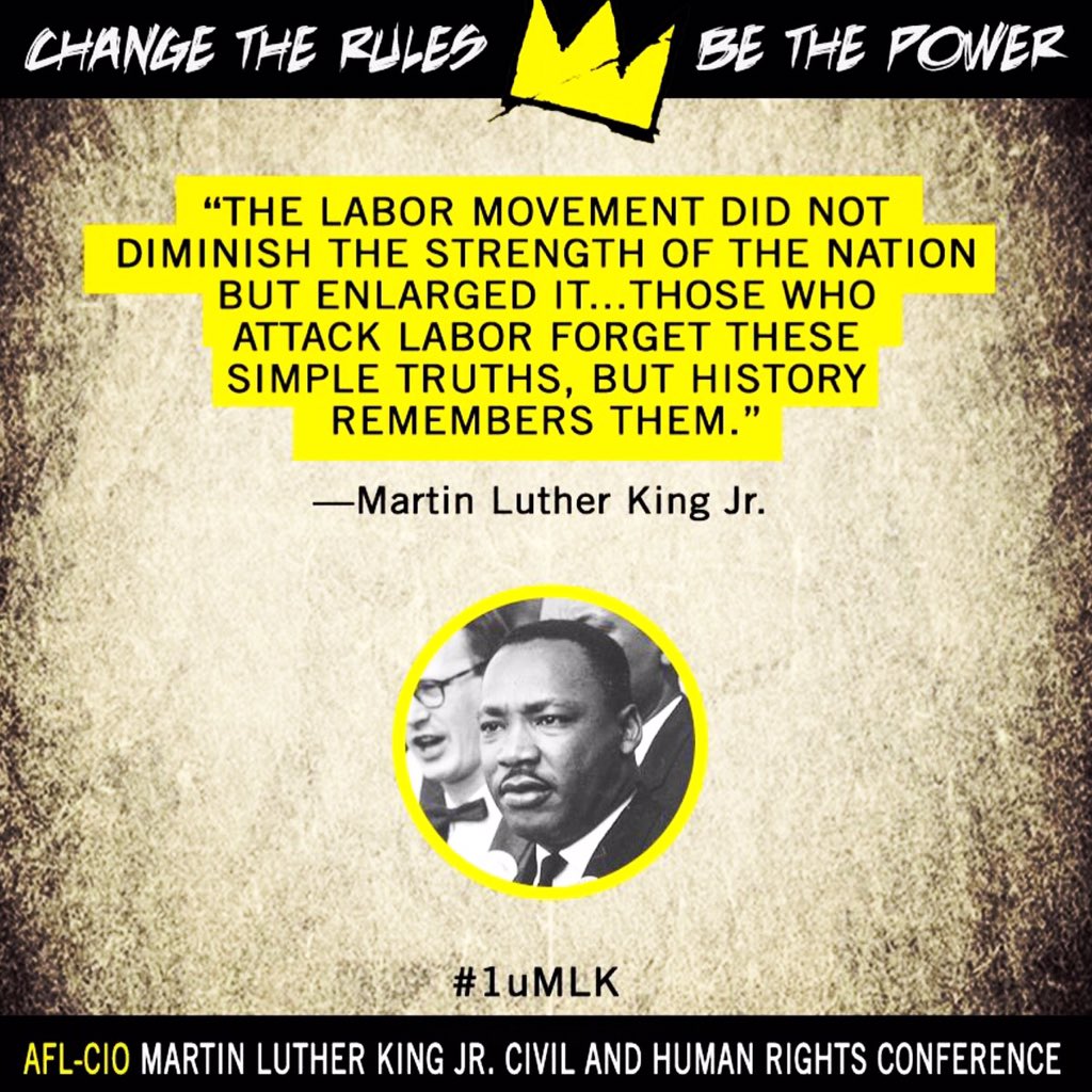 Like Dr. King, we must commit to fighting to make sure all working ppl can live w/ dignity.This is OUR fight! #NYC1u