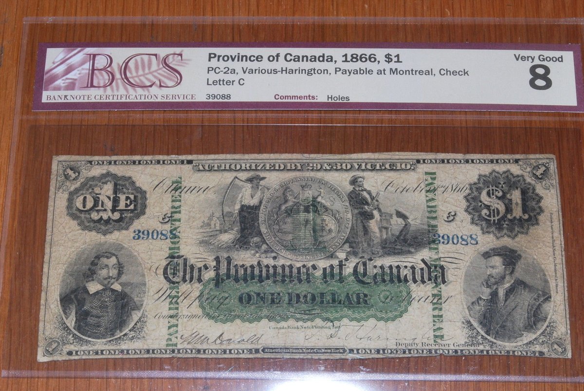 PremierCoin's tweet image. 1866 #provinceofcanada $1 Bill up for sale - EXTREMELY RARE! 

goo.gl/raslsx
 #banknote #pmg #numismatic