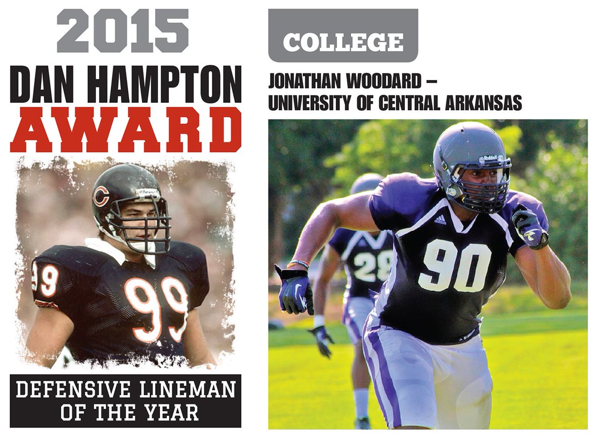 The winner of the 2015 Dan Hampton Award for top college defensive lineman in Arkansas: Jonathan Woodard @Woodro_96