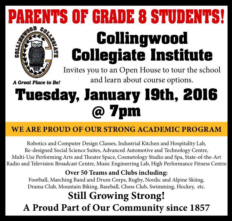 CCI_SCDSB's tweet photo. Reminder to Parents of Gr. 8 Students: CCI Info Night tomorrow at 7 pm. Discover the #CCIdifference!@thepeakfm https://t.co/Agtlx5fNjm
